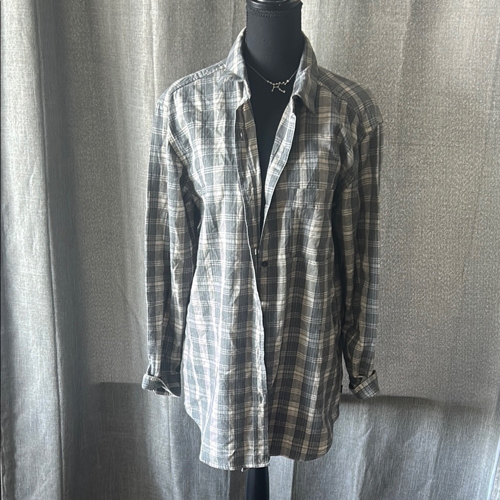 The North Face Black and Cream Plaid Shirt